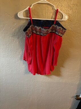 A. Byer Red Embellished Off-Shoulder Camisole